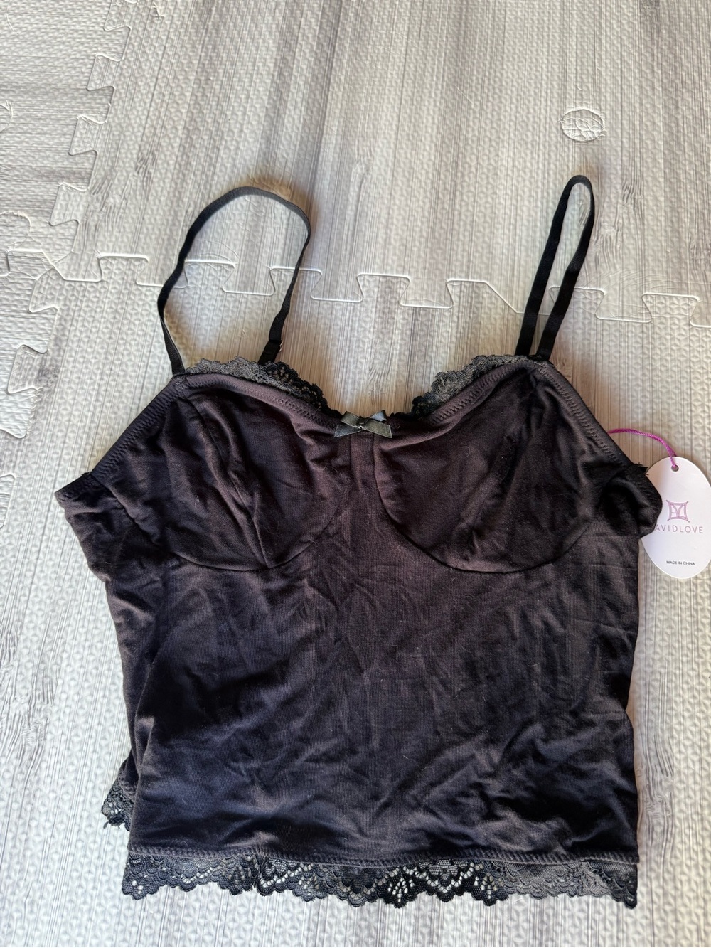 Wildlove Black Lace-Trim Camisole